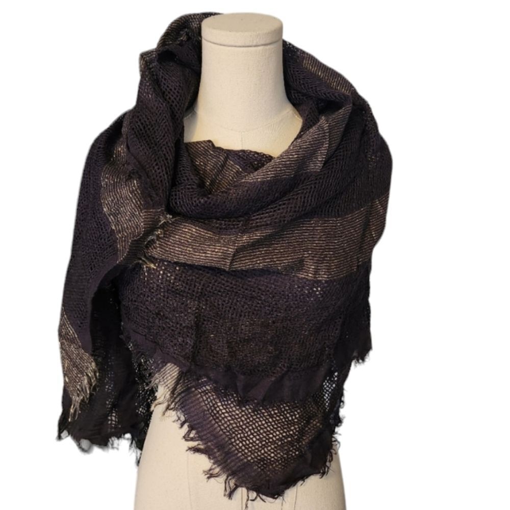 Navy and gold lightweight scarf